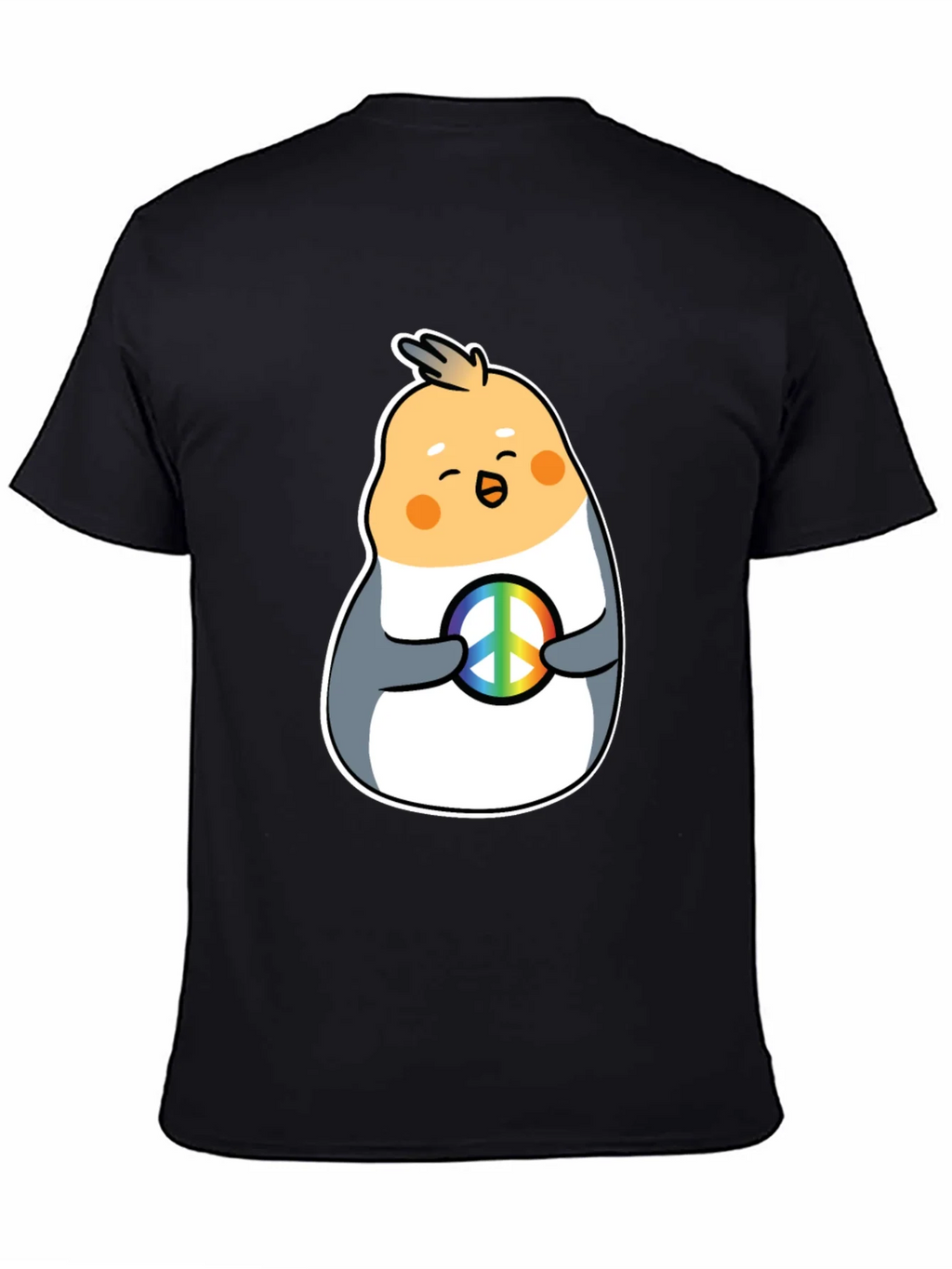 Cockatiel Peace Sign Graphic Tee - Black Cotton Blend product image 7