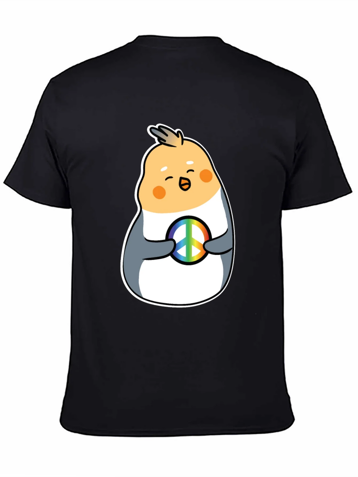 Cockatiel Peace Sign Graphic Tee - Black Cotton Blend product image 7