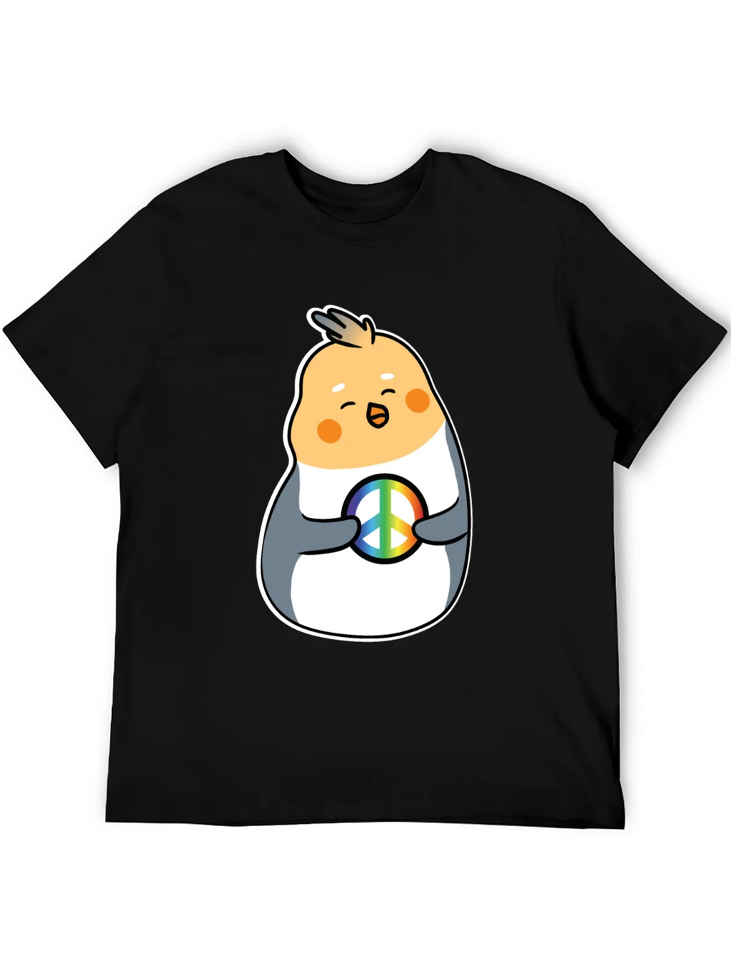 Cockatiel Peace Sign Graphic Tee - Black Cotton Blend product image 8