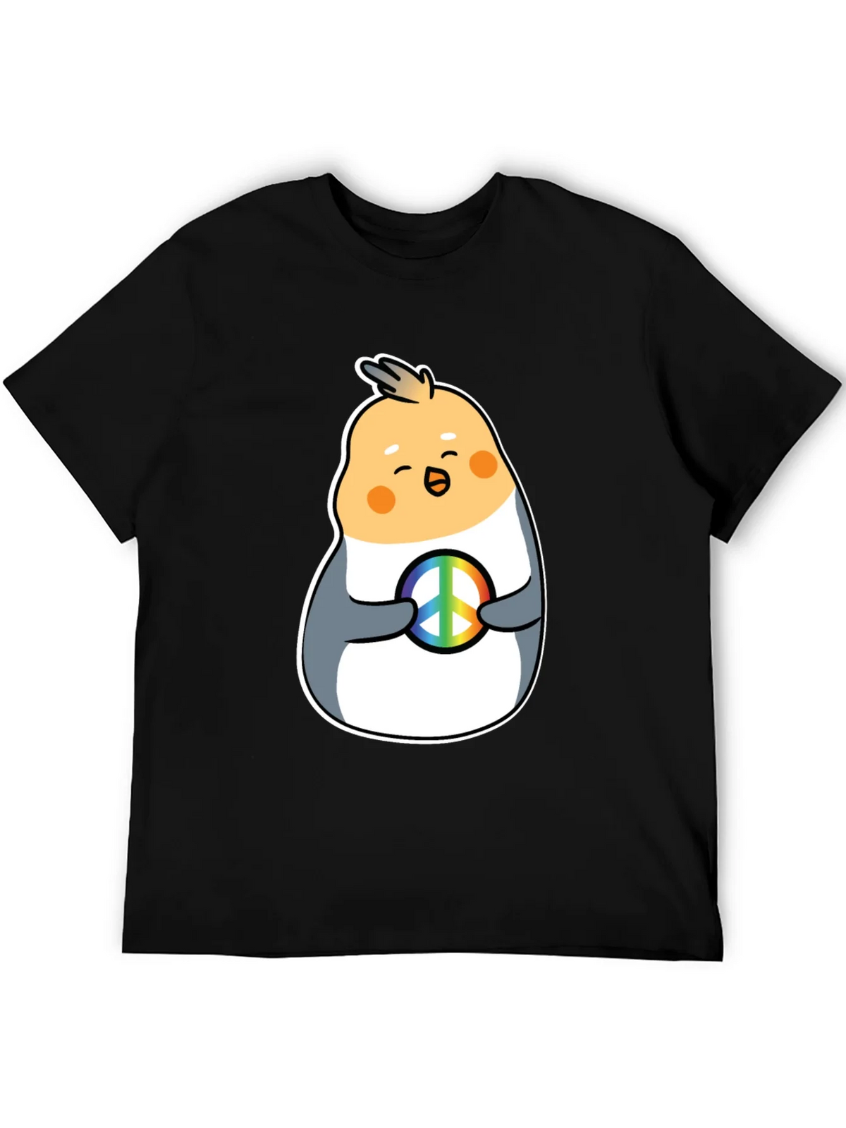 Cockatiel Peace Sign Graphic Tee - Black Cotton Blend product image 8