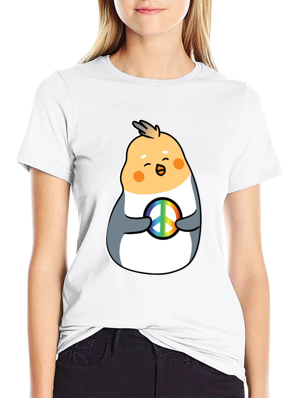 Cockatiel Peace Sign Graphic Tee - Black Cotton Blend product image 11