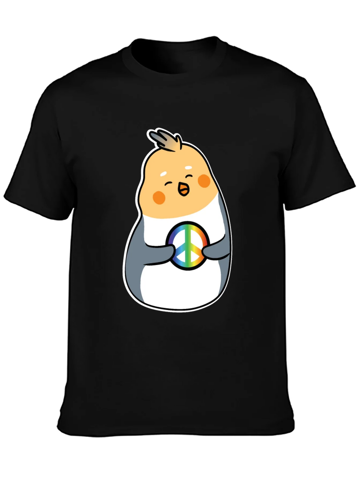 Cockatiel Peace Sign Graphic Tee - Black Cotton Blend product image 6