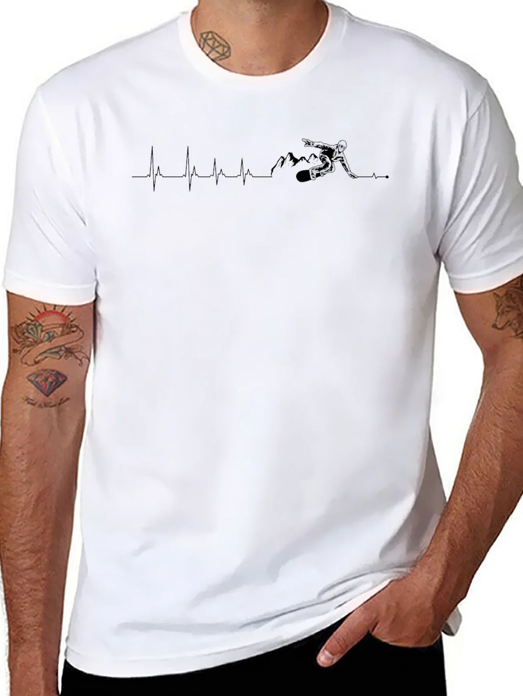 Black Ski Heartbeat T-Shirt product image 10