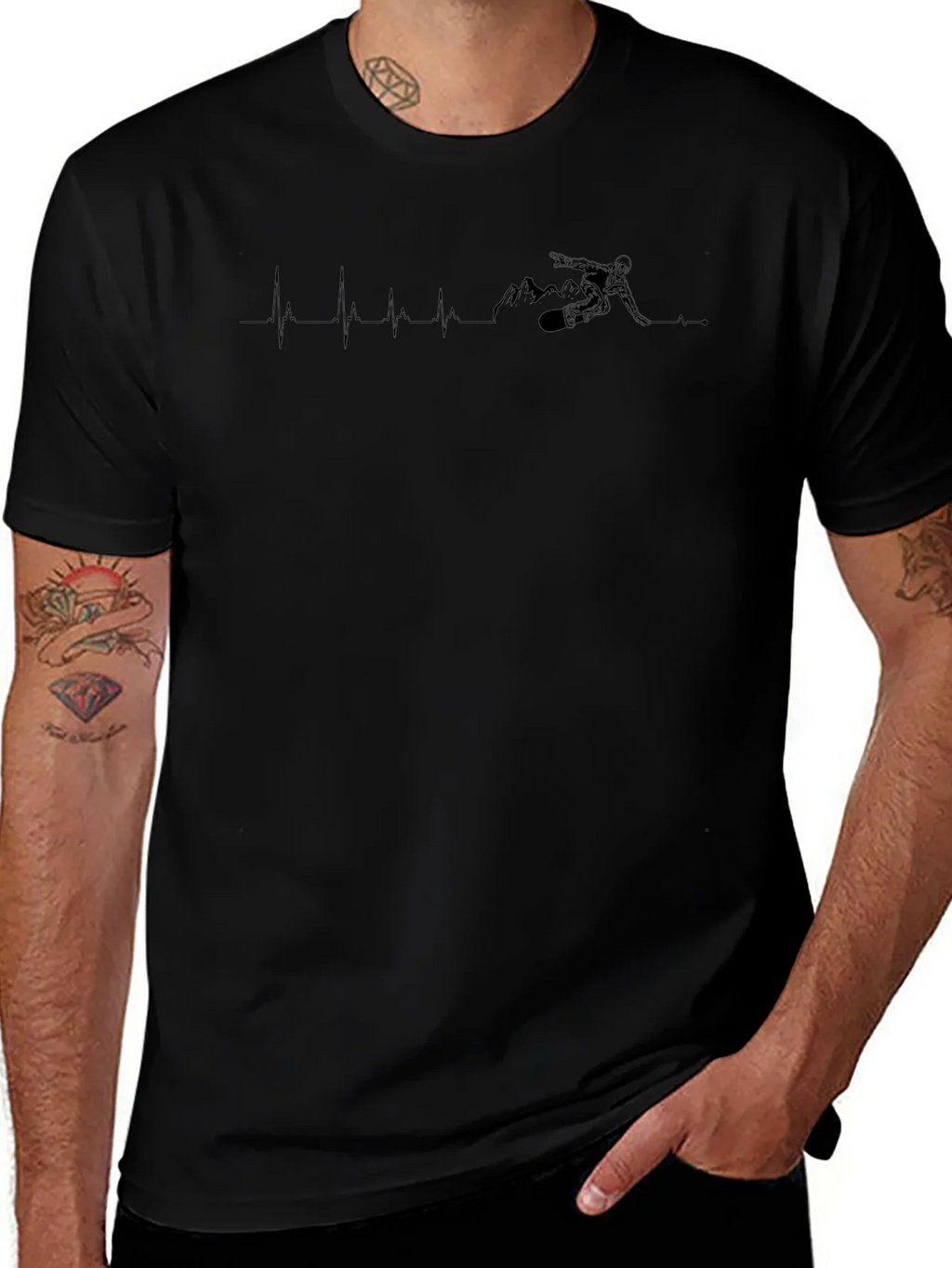 Black Ski Heartbeat T-Shirt product image 1