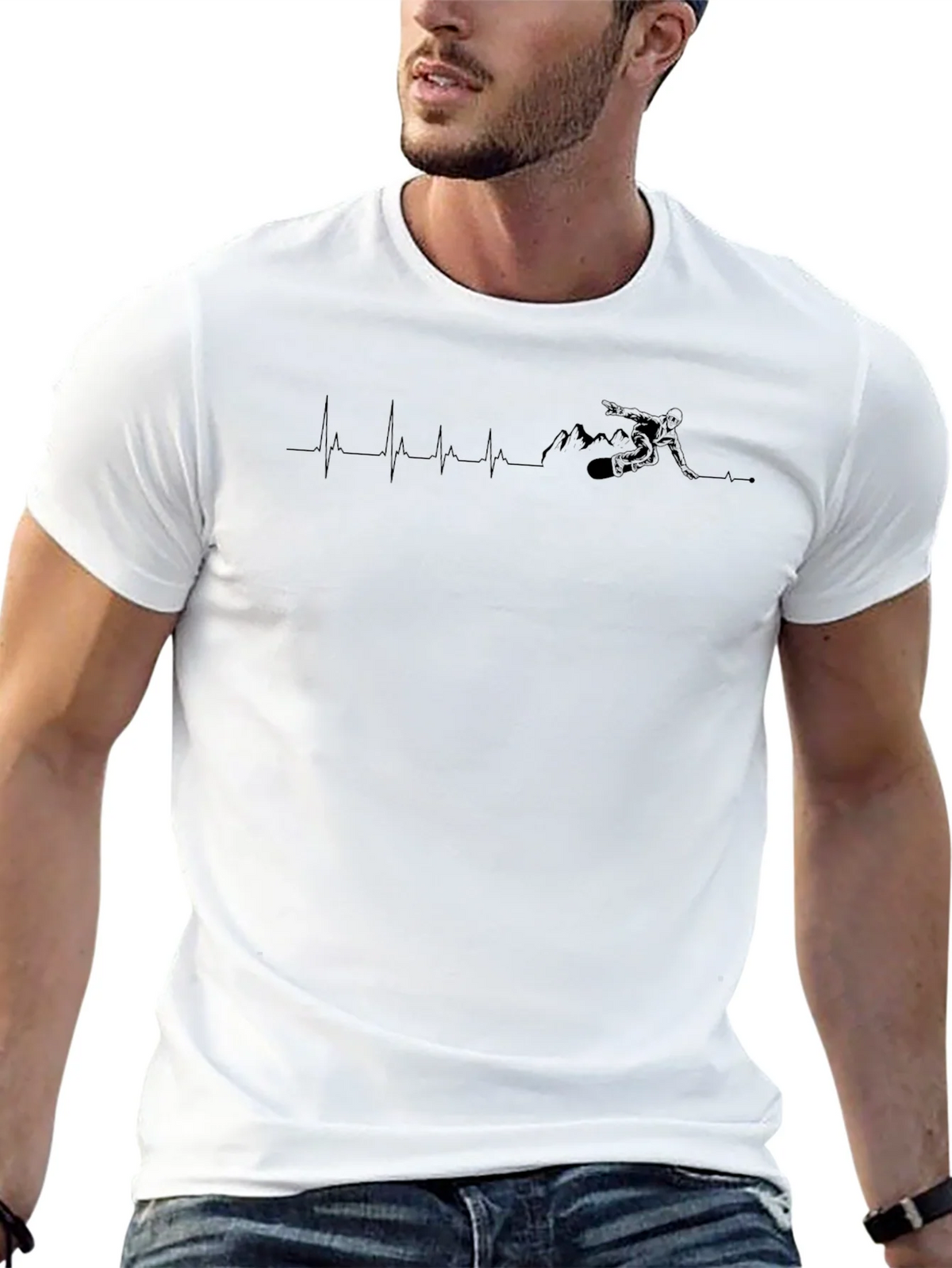 Black Ski Heartbeat T-Shirt product image 4