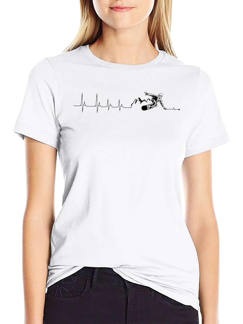 Black Ski Heartbeat T-Shirt product image 11
