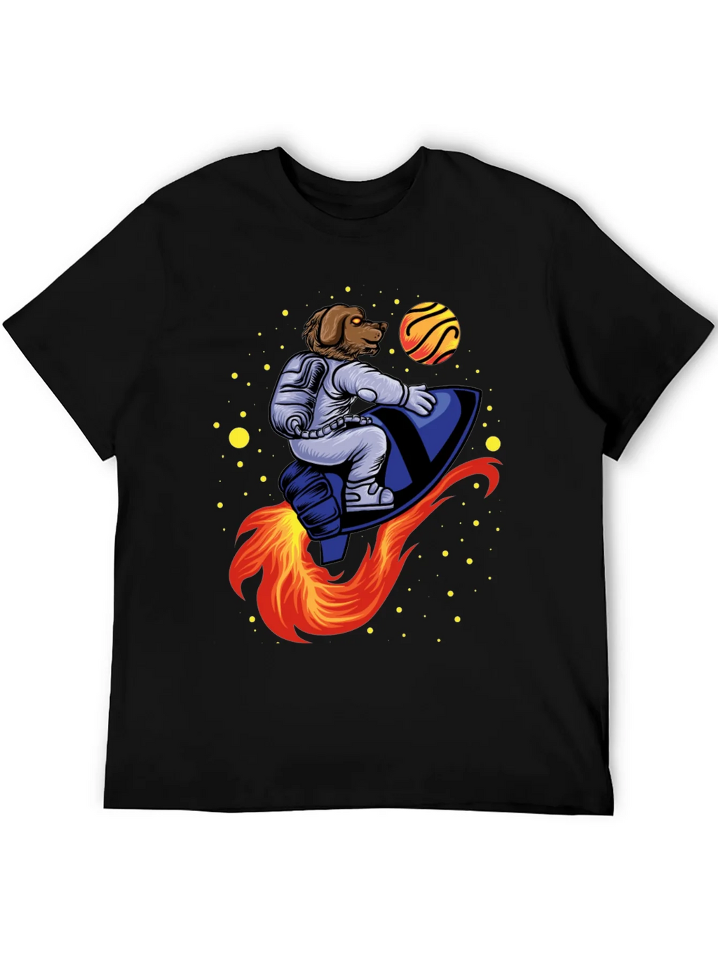 Dog Astronaut Rocket T-Shirt - Black product image 8