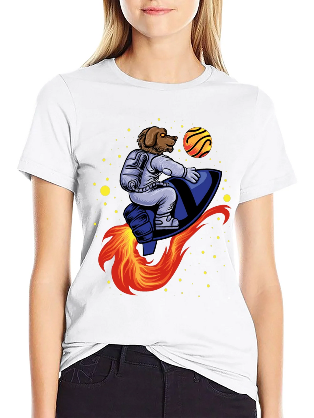 Dog Astronaut Rocket T-Shirt - Black product image 11