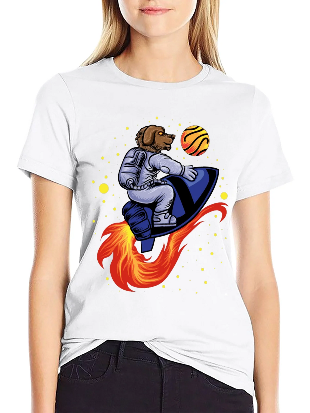 Dog Astronaut Rocket T-Shirt - Black product image 11