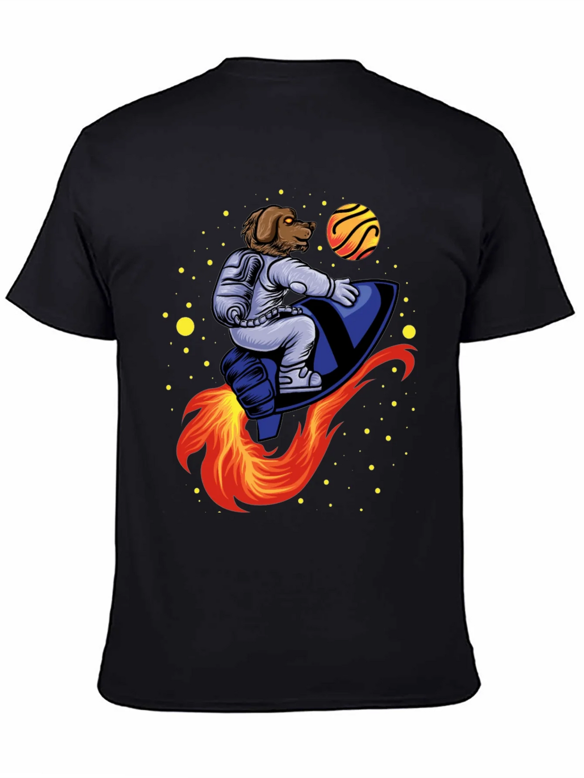 Dog Astronaut Rocket T-Shirt - Black product image 7