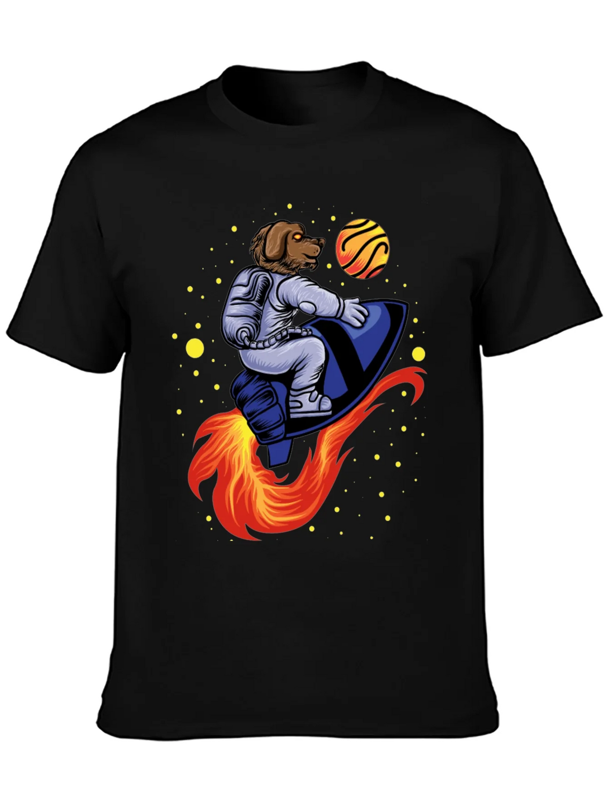 Dog Astronaut Rocket T-Shirt - Black product image 6