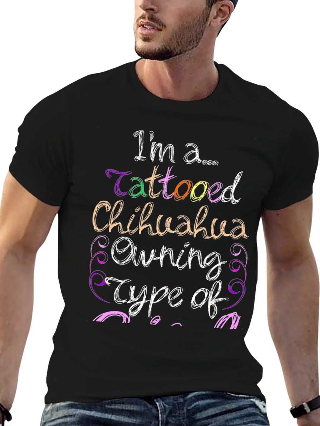Tattooed Chihuahua Owner Black Graphic Tee product image 3