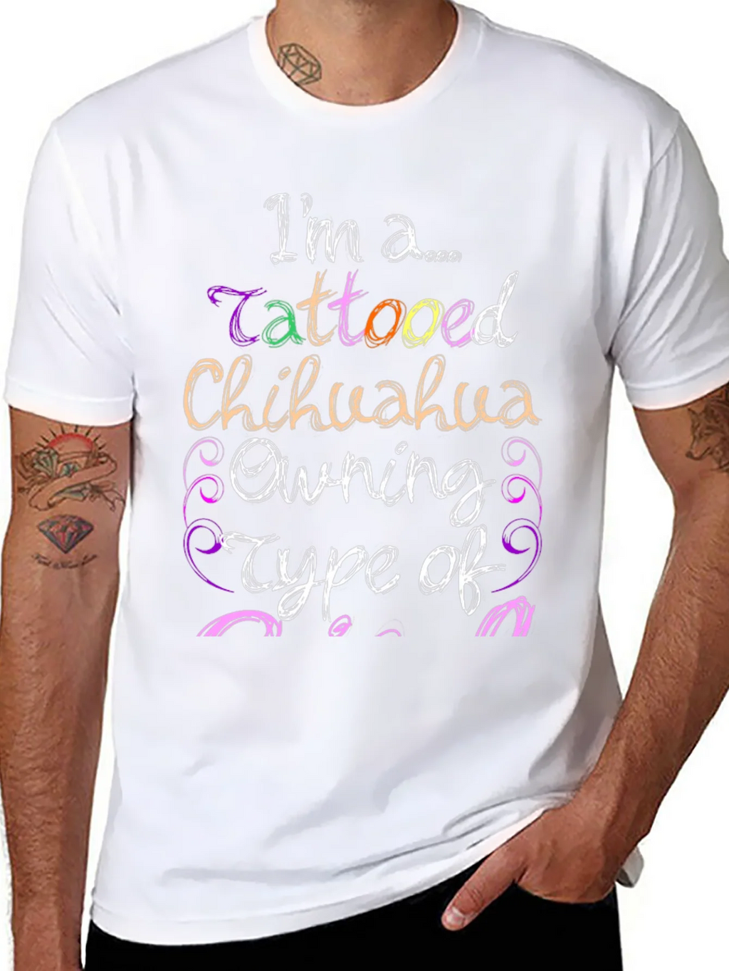 Tattooed Chihuahua Owner Black Graphic Tee product image 4