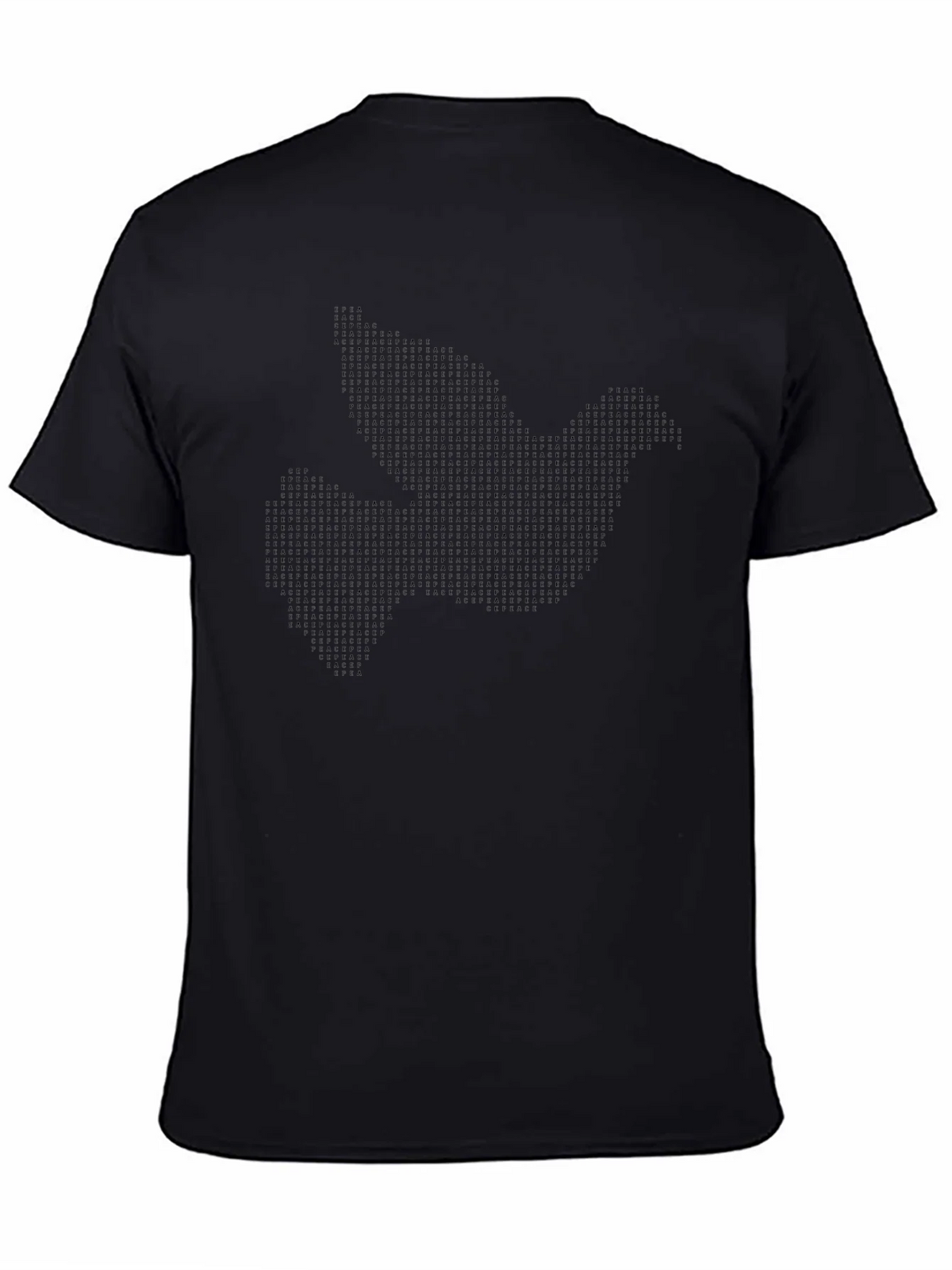 Peace Dove Graphic Print Black Crew Neck T-Shirt product image 6