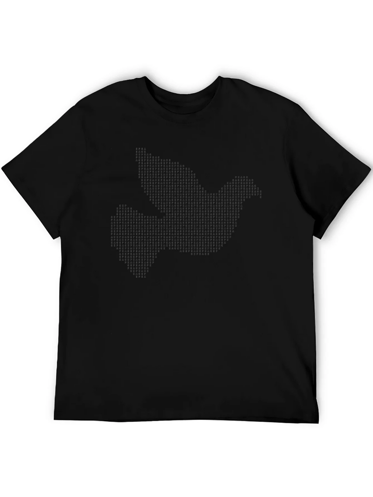 Peace Dove Graphic Print Black Crew Neck T-Shirt product image 7