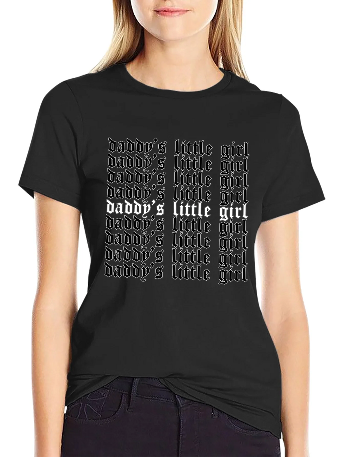 Daddys Little Girl Graphic Tee - Black Cotton T-Shirt product image 5