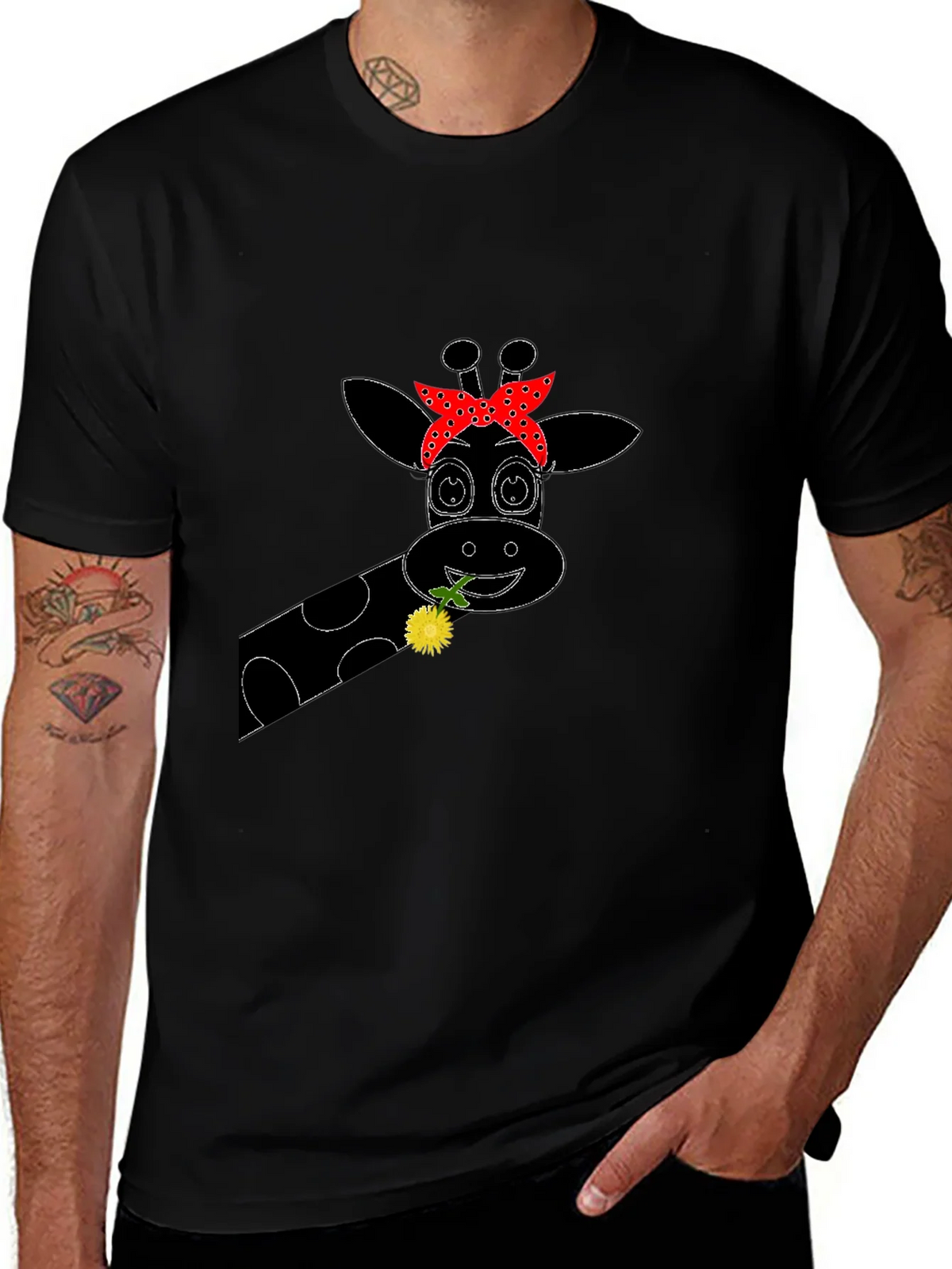 Giraffe Bandana Graphic Tee - Black product image 1